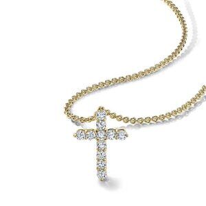 Golden Moissanite Cross Chain with 100% genuine VVS moissanite Metal and Diamond